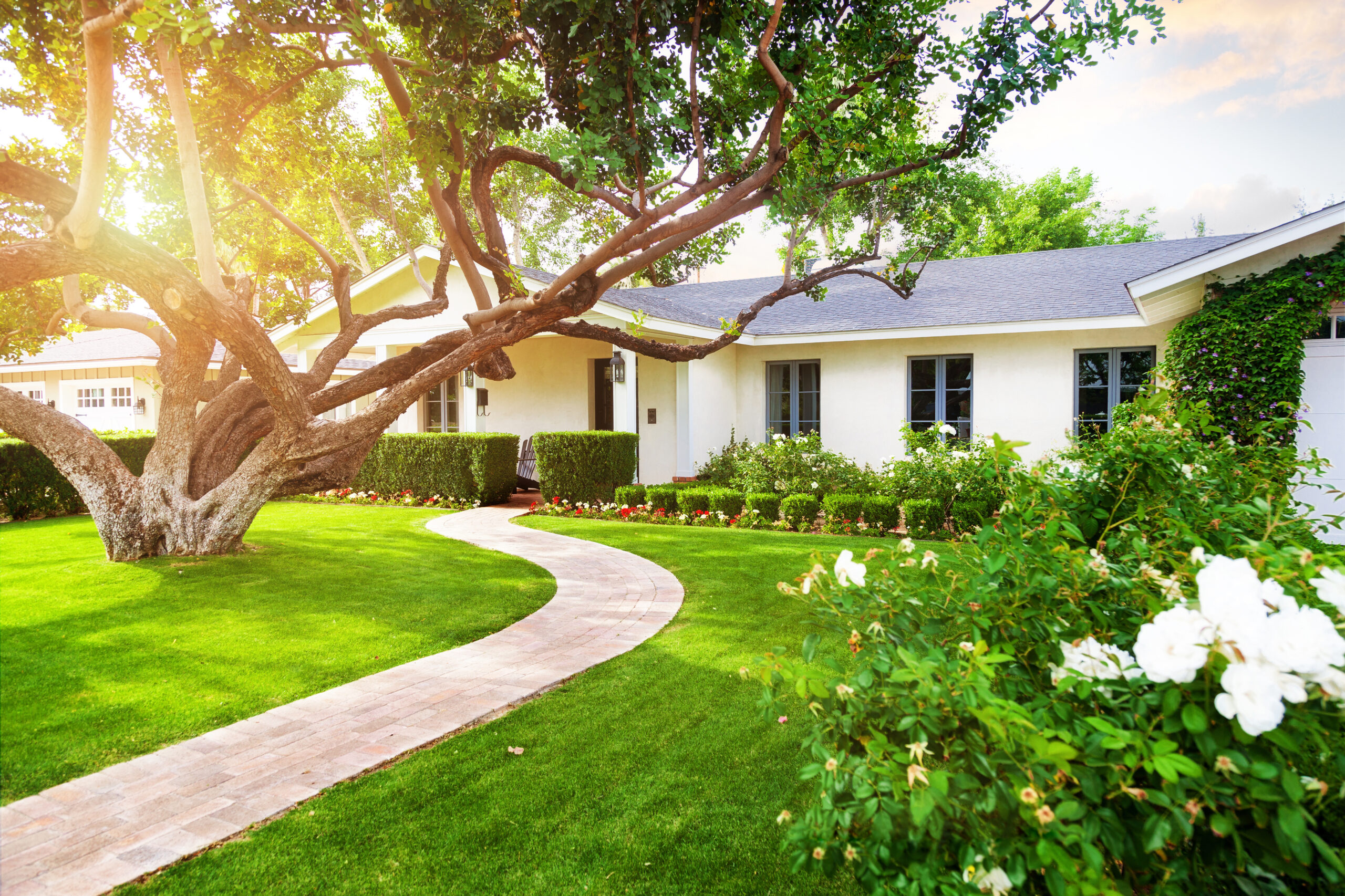 Charming home with winding path